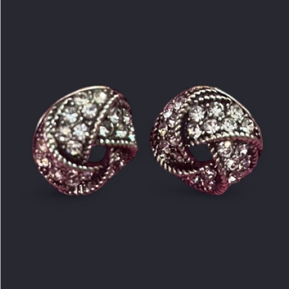 Brighton Jewelry - Brighton Elegant Silver Crystal Love Knot Earrings